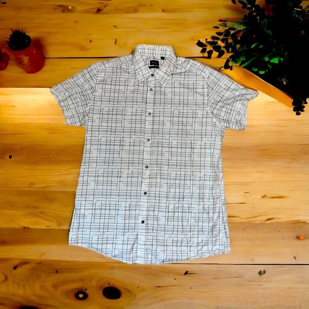 Mexx Men’s Short Sleeve Dress Shirt -Black -White Print - Sz XXL-VGUC - Picture 2 of 6